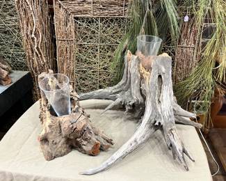 Unique stump flower/candle holders 