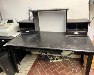 Black desk with hutch