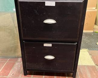 2 black file cabinets 