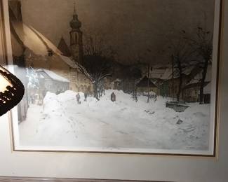 Luigi Kasimir Grinzing Snow Scene signed