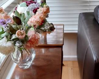 Side tables and stained glass window plates