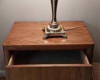 Side table with brass lamp