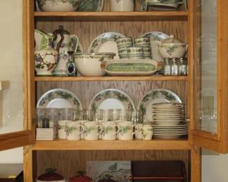 Pfaltzgraff Set of China "Jamberry"  minimum 8plc setting, flatware, canisters, serving pieces,  glasses, spice rack, place mats,