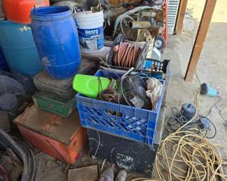 #1051 • (2) Jobsite Tool Boxes, Circular Saw, Extension Cord Reel, Power Drill, Briefcase
