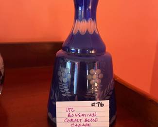 #76	VTG Bohemian Cobalt blue carafe 8"	 $ 30.00 																							