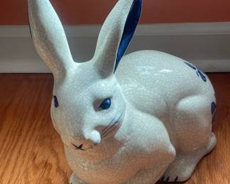 #85	VTG Dedham 89 Signed Large Crackled Pottery Rabbit. 12.5"x10.5"x 7.5"	 $ 45.00 																							