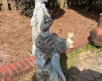 #17	Concrete Garden Statute:  English Cast Stone Figure Women Sitting on Pedestal - 44" *HEAVY YOU MOVE*	 $ 125.00 																							