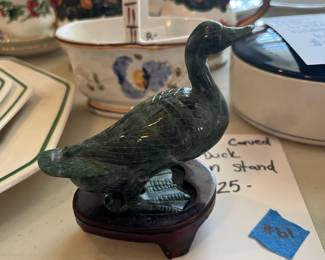 #61	Jade carved duck on stand	 $ 25.00 																							