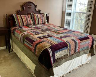 #22	Queen Bed - "Cherry/Mahogany" Wood Scroll Headboard and Metal Frame 	 $ 150.00 																							