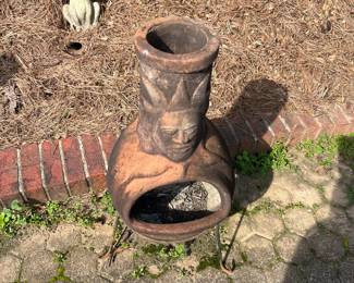 #15	Chimenea - Terracotta/Clay Mexican Kitchen Stove on stand.  28"X13"	 $ 100.00 																						
