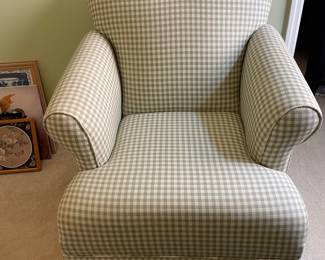 #47	Green Gingham Style deep sitting Armchair.	 $ 150.00 																							