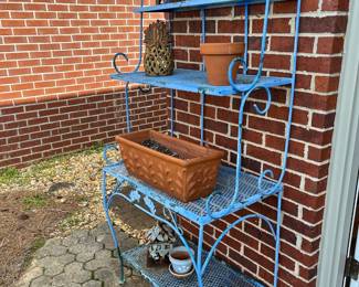 #13	Wrought iron blue painted bakers rack - 4 shelves 31x18x65	 $ 75.00 																							