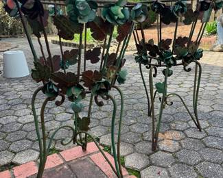 #14	Pair of wrought iron green rose plant stands - 15x26 ($30 each)	 $ 60.00 																							