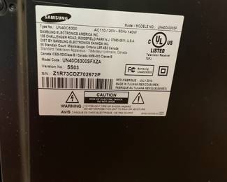 #29	Samsung Model #UN40C63SF - 40" LED 6300 SeriesTV on Swivel Stand	 $ 100.00 																							
