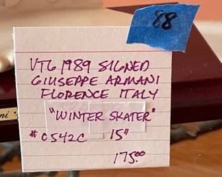 #88	VTG 1989 Signed Giuseppe Armani Florence Italy. "Winter Skater" #0542C. 15"	 $ 175.00 																							