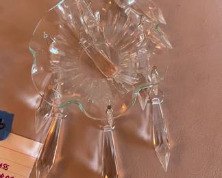 #116	Set of 4 Clear Glass Drip Guards. 2 w/ Tear Drop Prisms/ 2 W/ Pendant drop prisms.	 $ 24.00 																							