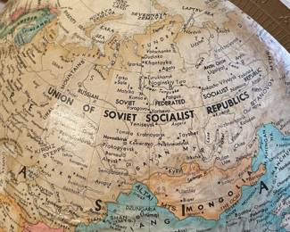#44	Vintage Replogle 12" Diameter Globe "World Classic" Series w/ wood floor stand (39").	 $ 125.00 																							