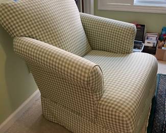 #47	Green Gingham Style deep sitting Armchair.	 $ 150.00 																							