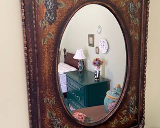 #51	Lg Vintage wood handpainted mirror. 28"x36"	 $ 65.00 																							