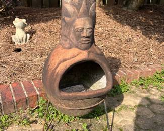 #15	Chimenea - Terracotta/Clay Mexican Kitchen Stove on stand.  28"X13"	 $ 100.00 																						