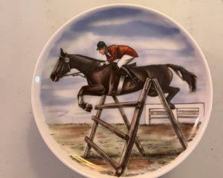 #98	Vintage Kaiser W. Germany - Horse Jockey Equestrain Coaster Plates. Set of 5	 $ 22.00 																							