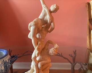 #127	A Santini Style Rape of Sabine Woman - Alabaster Resin Sculpture Statue	 $ 65.00 																							