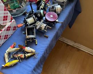 Vintage fishing rods, reels and lures