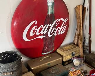 Vintage coke button sign in excellent condition. About 36” diameter 