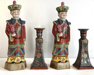 Vintage Chinese Figures and Candleholders