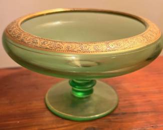 Vaseline Glass Pedestal Bowl
