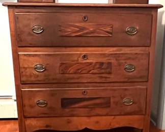 Five-drawer dresser chest burl detail