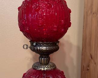 Fenton Ruby Red Glass GWTW Lamp