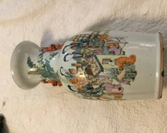 18” tall, 7” wide Antique Chinese Hand painted Vase (I have the stand)