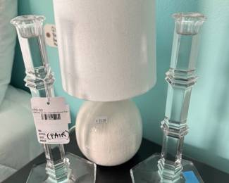 Tiffany & Co Candlesticks Pair, Orb Accent Lamp