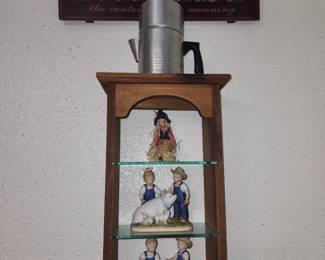 Wall Shelf with Vintage Farm Figurines 
