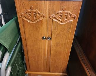 Large Oak Jewelry Cabinet 