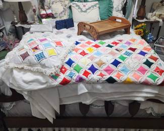 Cool Vintage Handmade Quilt with Matching Pillow