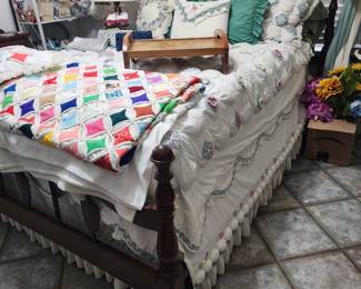 Vintage Cherry Wood Full Size Bed - Dresser and Vanity to match