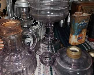 Very Old Amethyst Oil Lamps