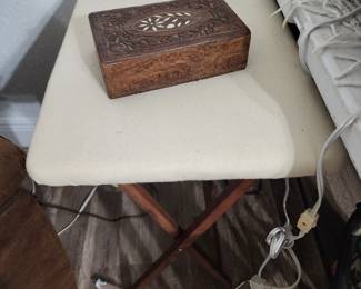 Padded Sewing Small Table - Vintage Wooden Box