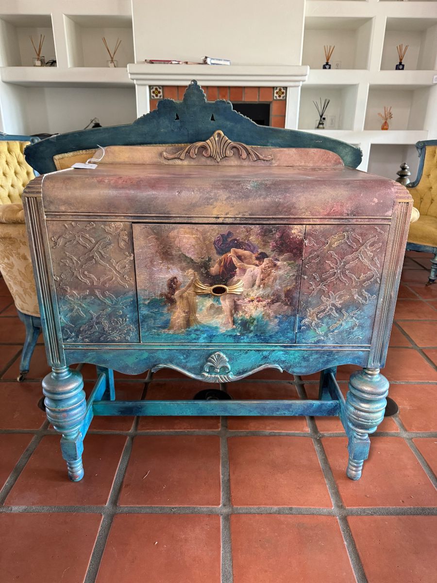 Fantastic Antique bureau, custom painted