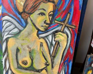 Very emotional and beautiful painting by local listed artist David Tineo signed in Dated