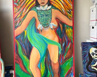 Famous local, listed artist  extra large painting, signed and dated, David Tineo 