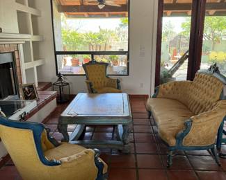 Eastlake Antique furniture, exquisitely, upholstered center coffee table marble top