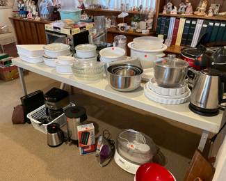 Corning wear,  coffee maker, steamer, crock pots, metal mixing bowls and much more