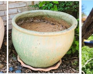 Large garden pots. Unique bird house