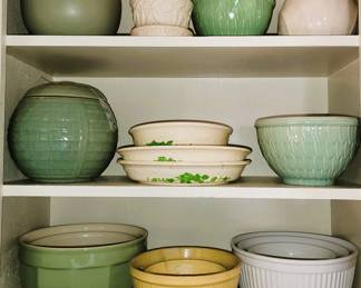 Mixing bowls and water pitchers and pie plates and cookie jars