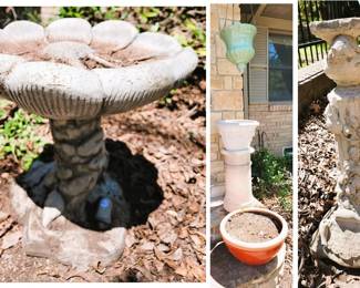 Unique pottery and bird baths