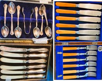 Silverplate flatware sets - Bakelite handles