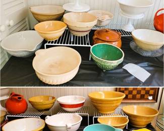 Old and antique pottery bowls.  Many McCoy